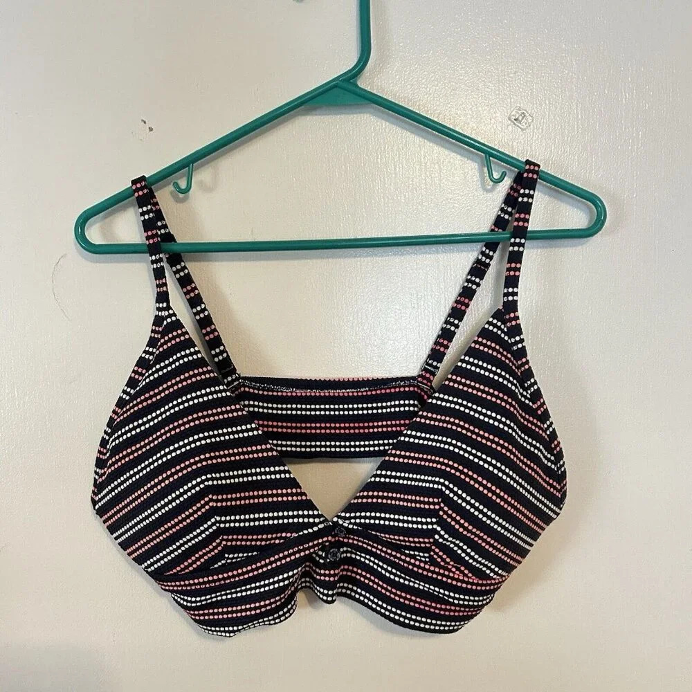 Aerie Blue and Pink Bikini Top Classic Stripes